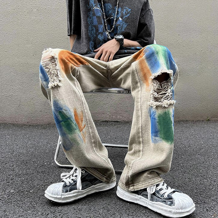 DAMAGE PAINT DENIM PANTS M030